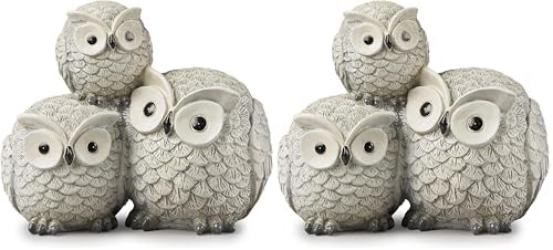 Roman Garden Items Owls Garden Statue, one Size, Light Gray (Pack of 2) by Roman