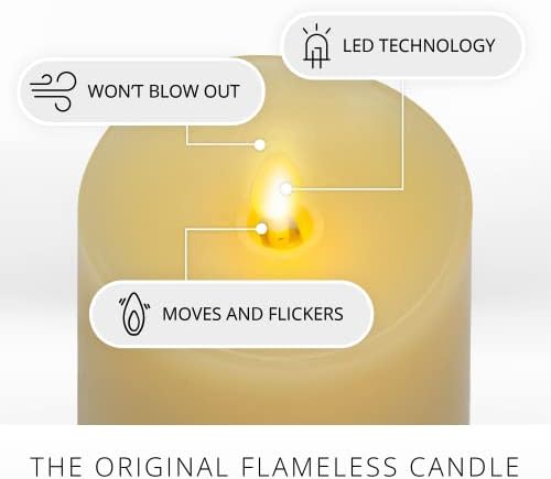 Luminara Realistic Artificial Moving Flame Pillar Candle - Moving Flame LED Battery Operated Lights - Unscented - Remote Ready - Remote Sold Separately - Ivory - 3" x 4.5" (Pack of 3) - Image 2