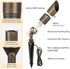 LUTEC Solid Brass Low Voltage Landscape Lighting, 12V Heavy Duty Waterproof Landscape Spotlights, Adjustable Bronze Uplights Outdoor Fixtures for Garden Yard Pathway Tree Without Bulb, 6 Pack - Image 3