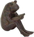 Bellaa Reading Frog Garden Statue - Whimsical Polystone Outdoor Figurine, 8" Decorative Frog Sculpture for Patio, Yard, Lawn & Home Decor by Bellaa