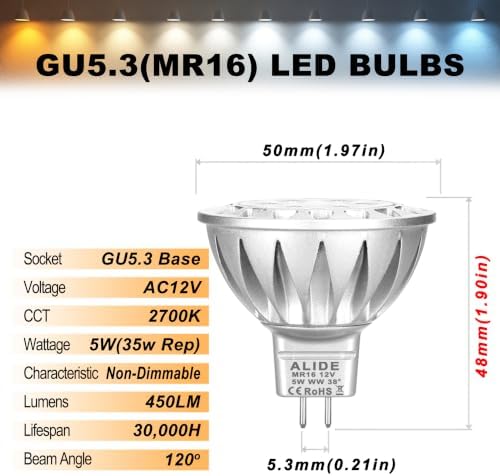 ALIDE MR16 Led Landscape Bulbs Low Voltage 12v, Replace Halogen 50W - Image 3