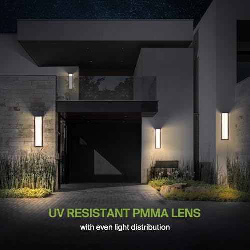 ASD LED 24" Outdoor Wall Light, Front Door House Sconce | 3CCT, Dimmable, Waterproof, ETL Listed | 30W 2600LM 3000-5000K 100-277V | Exterior Patio Lighting Fixture, Porch Lamp | Black, 4 Pack - Image 5
