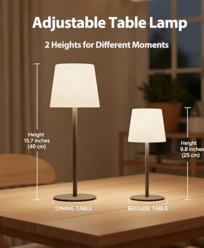 Rechargeable Table Lamp w/Timer Remote,Cordless Battery Operated Lamp Black - Image 4