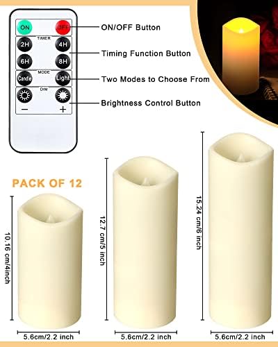 24 Pieces Flameless Candles Bulk, Waterproof Battery Operated LED Flickering Realistic Pillar Candles with 4 Remote and Timers for Wedding Outdoor Indoor Home Decoration, 3 Sizes - Image 2