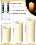 24 Pieces Flameless Candles Bulk, Waterproof Battery Operated LED Flickering Realistic Pillar Candles with 4 Remote and Timers for Wedding Outdoor Indoor Home Decoration, 3 Sizes - Image 2