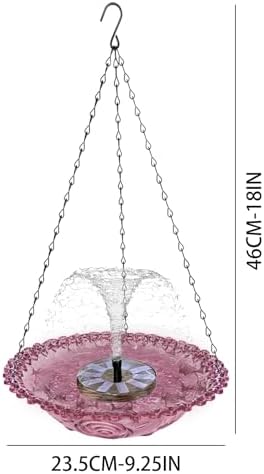 Hanging Solar Bird Bath Fountain Solar Powered Bird Bath Fountains Water Pump with 8 Spray Heads Water Feature for Hummingbirds in Garden Yard Patio, Purple - Image 3
