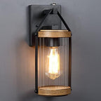 LONEDRUID 2 Pack Dusk to Dawn Sensor Outdoor Wall Lights with Wood Grain - Image 2