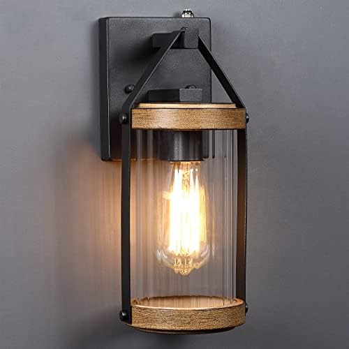 LONEDRUID 2 Pack Dusk to Dawn Sensor Outdoor Wall Lights with Wood Grain - Image 2