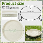 14.37'' Ground Bird Bath for Outside Large Bird Bath, Milky White - Image 2