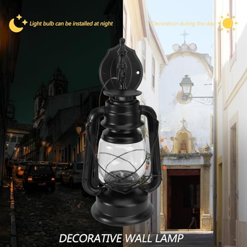 Ipetboom Vintage Retro Wall Lamp Kerosene Style Indoor Wall Light Black Metal Sconce for Restaurant Corridor Bedroom Decor Without Bulb - Image 4