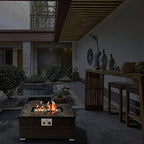 32'' Propane Fire Pit Table, Marble Textured Ceramic Tabletop, 50,000 BTU Fire Table with Brown Wicker, Mix Color Glass Rocks, Including Lid&Cover, Rectangle, Tank Required to Be Kept Outside - Image 7
