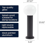 23.6" Outdoor Post Light, Modern Outside Bollard Light with Opal Glass Globe, Black Aluminum Pathway Lamp Post Light for Walkway Driveway Patio Garden, Hardwired, E26 Bulb Not Included - Image 4
