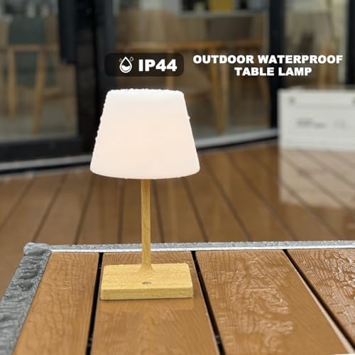 Cordless Table lamp, Outdoor Battery Operated Rechargeable Desk lamp,Waterproof Shower Lamp,4000mAh LED 3 Colors Dimmable Touch Lamps for Camping Patio Courtyard Bedroom-Wood - Image 5