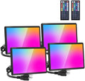 Olafus 4-Pack 40W RGB Flood Lights with Remote, Warm White LED Flood Light by Olafus