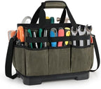 Marscamd Waxed Canvas Tool Bag with Hard Bottom and 8 Pockets by Marscamd