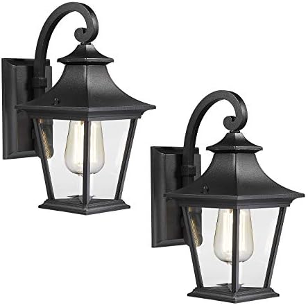 Emliviar Outdoor Wall Lights 2 Pack - Exterior Porch Lights Wall Mount in Black Finish with Clear Glass, XE219B-2PK BK by EMLIVIAR