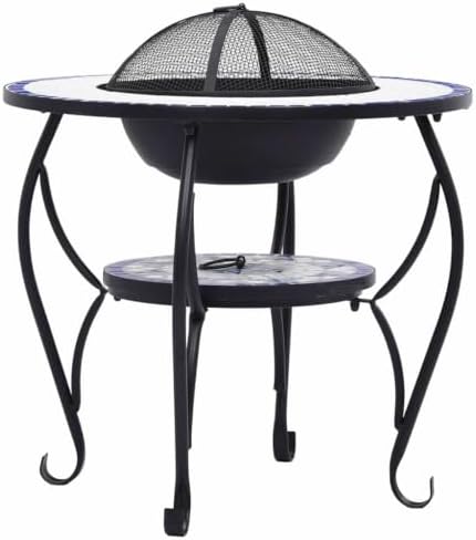 Mosaic Fire Pit Table, Ceramic Round Wood Burning Bowl, 26.8 in - Image 5