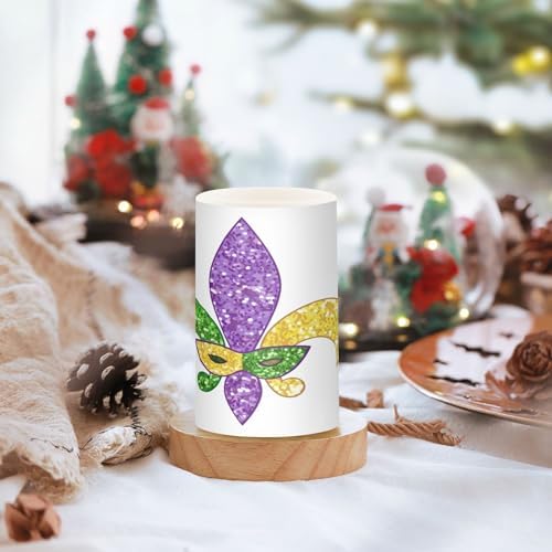 YETTASBIN Mardi Gras Flameless Candles with Remote Control and Timer, Adjustable Brightness Long Lasting Battery Operated LED Pillar Candles for Indoor Outdoor Party Home Decor, 2 Pack - Image 5