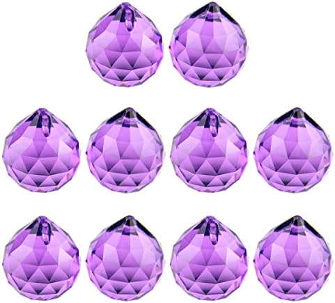 Queenbox 10pcs 30mm Crystal Suncatcher Prism Ball Rainbow Hanging Pendants Maker with Hole for Chandelier Feng Shui Window, Violet by Queenbox