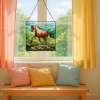 Roan Appaloosa Horse Walking Across Stony Ridge Square Suncatcher – Stained Glass Style Window Panel with Pastoral Scene, Custom Decorative Hanging Art for Equestrian Home, Christmas JbjgXd - Image 5