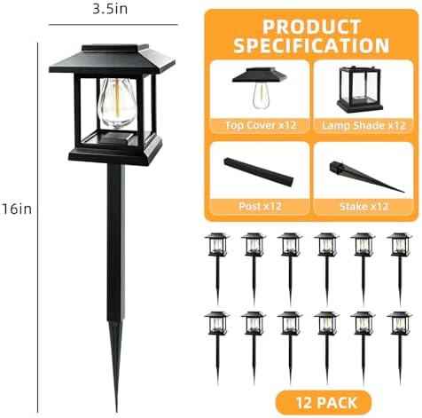 Solar Pathway Lights 12-Pack for Yard Walkways - Image 3