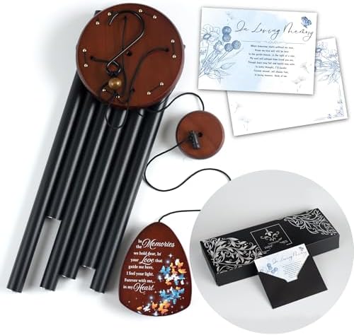 Memorial Wind Chimes for Loss of Loved One, Windchimes in Memory of a Loved One, Sympathy Gift Baskets, Bereavement Condolence Gifts, Memorial Gifts for Loss of Mom, 32" Sympathy Butterfly, Black - Image 4