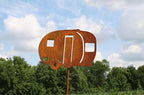 Hobby and Leisure Style Rustic or Powder Coated Metal Garden Stake or Stand (Small RV Teardrop Camper 21" Tall Including Stake, Naturally Rusted) - Image 4