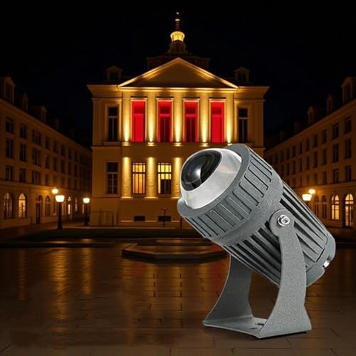 10W Rotation Spotlight Long Range LED Flood Lights, Narrow Beam Angle Landscape Lamps, AC 85-265V Outdoor Wall Washer, IP65 Building Exterior Wall Lighting Projector(Green) by Unknown
