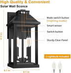 Solar Wall Lights Outdoor with 3 Lighting Modes & Motion Sensor, Outdoor Solar Dusk to Dawn Porch Lights, Waterproof Solar Wall Lantern Lights Fixture for Garage Shed Yard Garden Front Door, 2 Pack - Image 6