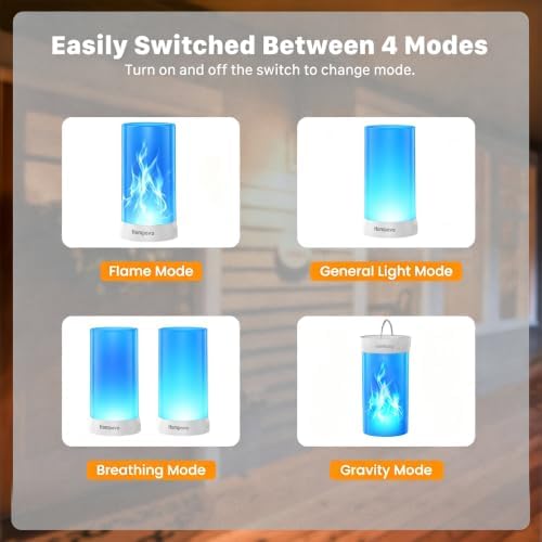 Hompavo 【Upgraded】 Flame Lights with Remote, Timer, 4-Mode Rechargeable - Image 3