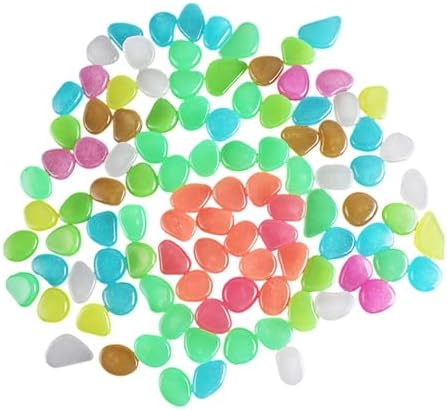 Outdoor Luminous Stones, Glow in the Dark Garden River Pebbles Rocks for Walkways, Stepping Stone Paths, Driveway, Fish Tank, Aquarium, Natural Look Decor(100-600pcs) (600, Mix) by Unknown