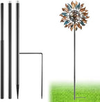 LEIFIDE Black 72" h Replacement Pole for Large Wind Spinner, Windmill Replacement Parts, Three-Part Composition, 22mm Thicker Tube, Easy Assembly for Large Metal Wind Spinner (2 Prongs Base) by LEIFIDE