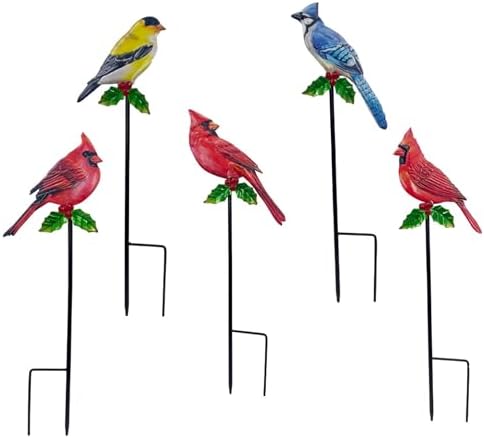 5 Pack Metal Bird Garden Stakes 20in Rustproof Yard Art Outdoor Decor by YNGFIL
