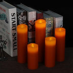 Vinkor Flameless Candles Battery Operated Candles Real Wax Pillar LED Candles with 10-Key Remote and Cycling 24 Hours Timer (Orange Set of 9) - Image 2
