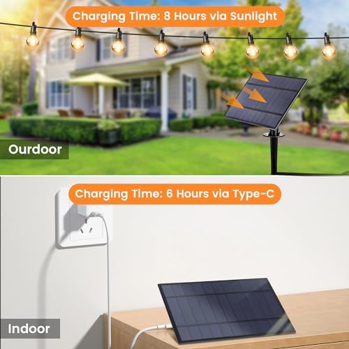 OHLUX 60FT Solar Globe String Lights Outdoor, Shatterproof Solar Patio Lights with Remote, 27 Dimmable LED Filament G40 Bulbs, 2200K Soft Warm White Edison Hanging Light for Outside Backyard Deck - Image 5