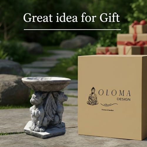 OLOMA Gothic Gargoyle Bird Bath Garden Statue Stone Fantasy Creature Outdoor Yard Decor Handcrafted Concrete Garden Ornament Weather Resistance Fantasy Sculpture - Image 5
