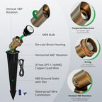 GKOLED Mini Size Brass Landscape Spotlight, Low Voltage 12V AC/DC Outdoor Directional Up Light, 180 LM, 3W MR8 LED Bulb ABS Ground Stake, 2700K Garden Patio Trees Spot Uplight (Pack of 10) - Image 3