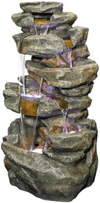 Alpine Corporation 51" Tall 6-Tier Outdoor Rainforest Waterfall Floor Fountain, Weather-Resistant Design with Color-Changing LED Lights & Remote Control, Gray - Image 2