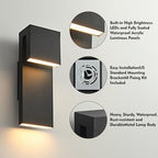 Modern LED Outdoor Wall Light 3000K 18W IP65 Waterproof Integrated LED Outdoor Wall Sconce Anti Rust Black Porch Lights Exterior Lighting Outside Lights Fixture for Garage,Balcony,Backyard 2PACK - Image 4