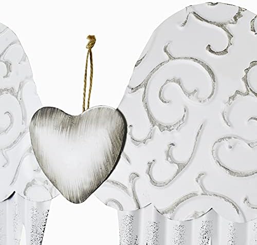 Aecipl Metal Angel Wings Plaques with Heart - Decorative Angel Wing Sculptures Hanging Wall Art Antique Decor for Home Bedroom (White-L) - Image 7