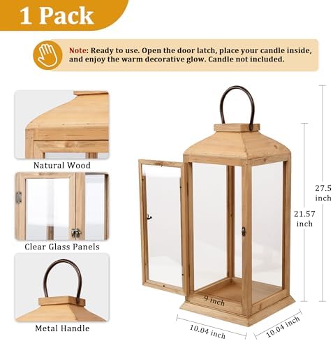 Bdor 27.5 Inch Outdoor Wooden Candle Lantern for Porch, Lantern Only - Image 5
