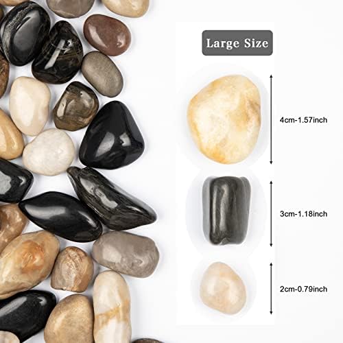 11lbs Mix Natural River Rocks, High-Polished Pebbles for Plants Garden, 1-2 inch Decorative Mix Stones, Ideal for Fish Tank, Vases, Crafting, Home Decor and Garden Landscaping Rocks,Mix - Image 2