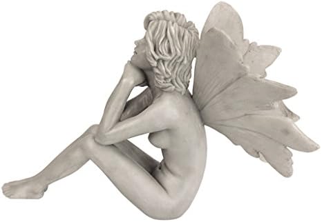 Design Toscano Pondering Secret Garden Fairy Woman Statue Figurine, 5 inches wide, 8 inches tall, Cast Stone Resin, Antique Stone Finish - Image 2