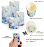 Hydrangea Dragonfly Flameless Candles with Remote Timer Battery Operated Fake Candles Color Changing Electric Pillar LED Candles Bulk Set of 4 - Image 3