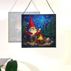 Camping Gnome Delight Stained Glass Suncatcher – Square Hanging Window Panel for Home or Greenhouse – Whimsical Glass Art Gift for Garden Lovers, Christmas, Halloween, Father Days vBfqWL - Image 4