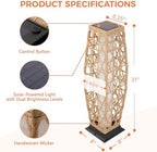 Solar Yard 2-Piece Outdoor Floor Lamp Solar Lantern, Water-Resistant Wicker Boho Patio Light with 50&100 Lumens Dual Brightness for Garden Porch Deck Decor, Large Cindy Natural - Image 6