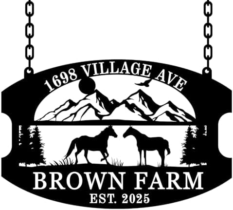 Custom Farmhouse Metal Sign | Personalized Last Name & Established Date Farm Scene Wall Art | Metal Farm Wall Art & Garden Decor | Unique Farmer Gift, Housewarming, or Ranch Decoration by HYTSIGN