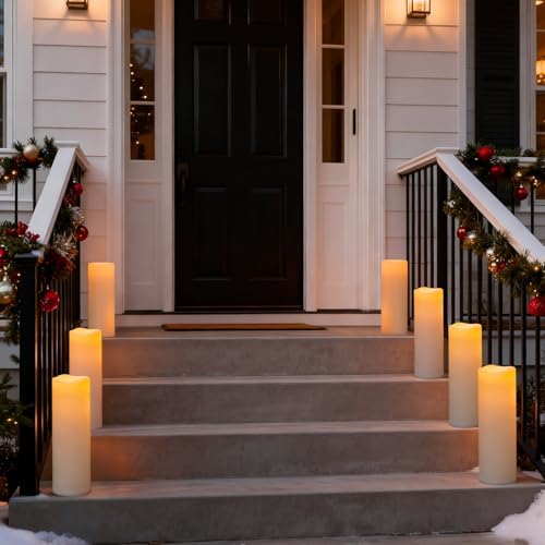 4" x 14" Large Waterproof Outdoor Flameless Candles Battery Operated LED Pillar Candles for Indoor Outdoor Lanterns, Off White, Long Lasting, Set of 2 - Image 3