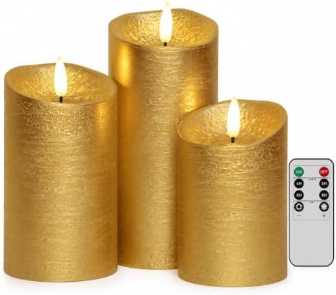 Gold Candles Battery Operated with Remote for Christmas Decor by LetCOVEGEdecoryourhome
