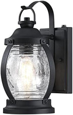 Westinghouse 6120400 Canyon Craftsman-Style One Light Outdoor Wall Fixture with Dusk to Dawn Sensor, Textured Black Finish, Clear Crackle Glass by Unknown